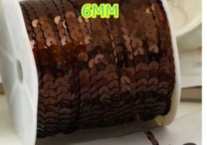 100 yards 6mm Brown Sequin Cord Roll DIY Sew On